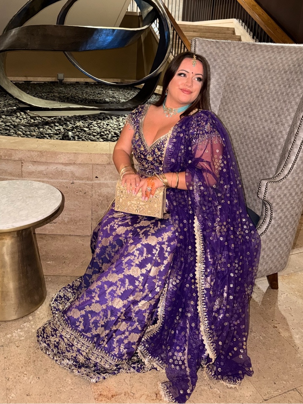 Royal Purple Embellished Bridal Lehenga Set - Picture 2 of 10